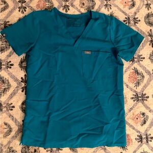 Figs Womens Catarina One Pocket Scrub Top Teal XS